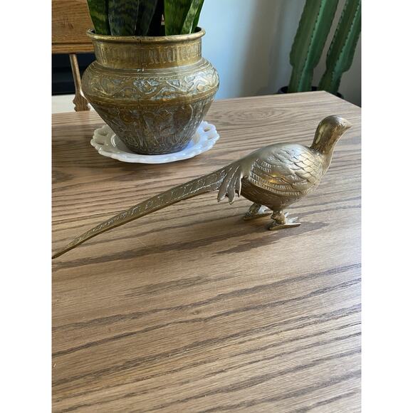 Vintage Midcentury Solid Brass Pheasant Made in Korea Large Brass Bird - Picture 2 of 7